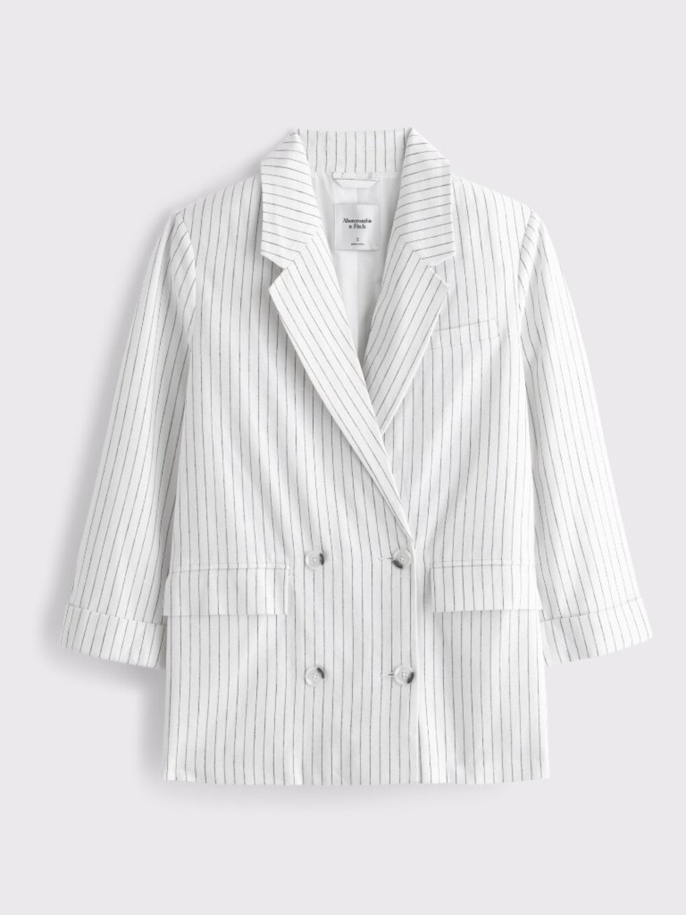 NWT Abercrombie Women's Double-Breasted Linen-Blend Slouchy Blazer Size S